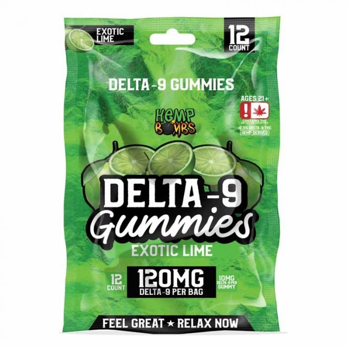 Hemp Bombs Delta 9 Gummies | Delta-9 Hempbombs Edible Lime 120mg