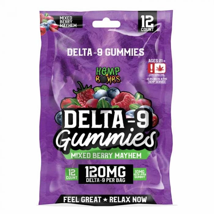 Hemp Bombs Delta 9 Gummies | Delta-9 Hempbombs Edible Mixedberry 120mg